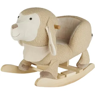 Sterntaler Schaukeltier Schaf Flocke - Schaukeltier aus Plüsch mit weicher Sitzfläche - Schaukelpferd für Kinder mit Musselin Halstuch - Spielzeug Wippe für Baby und Kinder, beige