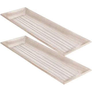 2er-Set Rustikales Deko-Tablett 20,5 x 3,7 x 60 cm - Perfektes Wohnaccessoire für Deko, Weihnachten & Servieren - Universell und vielseitig
