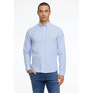 Lindbergh Businesshemd "Oxford-Hemd (Langarm) Slim Fit", Herren, Gr. XL, Normalgrößen, blau (lt blau mix), Obermaterial: 97% Baumwolle, 3% Elasthan, Hemden