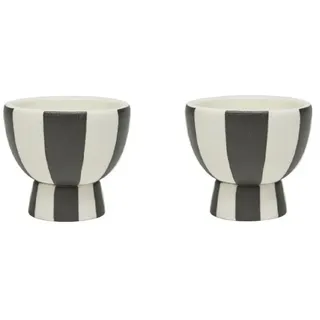 OYOY - Toppu Eierbecher, weiß / schwarz (2er-Set)