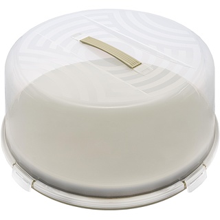 BranQ - Home essential Joy runder Kuchenbehälter mit hoher Abdeckung und mit praktischem Tragegriff, Kunststoff (PP) BPA-frei, Salbeifarbe/transparent, 334x156 mm