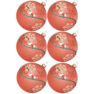 Schatzhauser Weihnachtsbaumkugel Weihnachtskugel-Set Kristallwelle hummer (6 St), mundgeblasen, handdekoriert orange