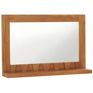 furnicato Wandspiegel mit Regal 60×12×40 cm Teak Massivholz braun