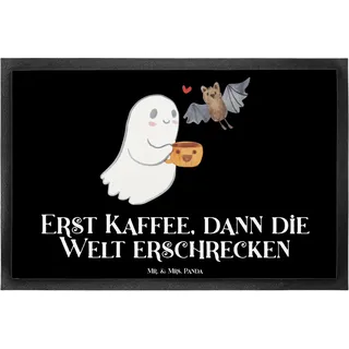 Mr. & Mrs. Panda 40 x 60 cm Fußmatte Gespenst Kaffee - Geschenk, Eingangsteppich, Halloween, Vorleger, Fußabstreifer außen, Schmutzfänger,