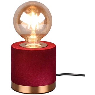 Reality Leuchten Tischlampe JUDY, Rot - Samtbezug - H 11 cm