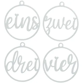 Adventskranz Anhänger Zahlen Rund 1-4 Weiß