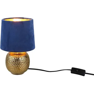 Reality Leuchten Schreibtischlampe Sophia, ohne Leuchtmittel, Nachttischlampe, Keramik Fuß mit Samtschirm blau