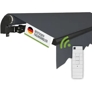empasa Elektrische Gelenkarmmarkise 'Start Plus' Markise Sonnenmarkise | Sonnenschutz, komplett vormontiert, Verschiedene Größen und Farben, Farbe:anthrazit, Größe:250 x 200 cm
