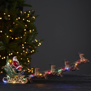 Weihnachtsmann Figur | LED Rentier Weihnachtsdeko | Weihnachtsmann Deko | LED Rentier mit Schlitten | Weihnachtsdeko Rentier | LED Weihnachtsmann mit Schlitten | Sitzender Weihnachtsmann | Rentier LED