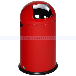 Mülleimer VAR Abfallsammler Pushdeckel 33 L rot mit verzinktem Inneneinsatz und bodenschonendem Kantenschutz