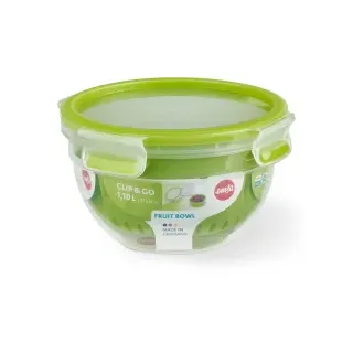 EMSA Clip & Go Fruit Bowl Frischhaltedose, 1,1 Liter N1072200 , Farbe: grün/transparent