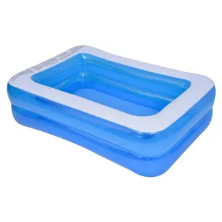 SunClub Planschbecken rechteckig 155 x 108 x 46 cm blau mit 2 Luftringen und Ablaufventil