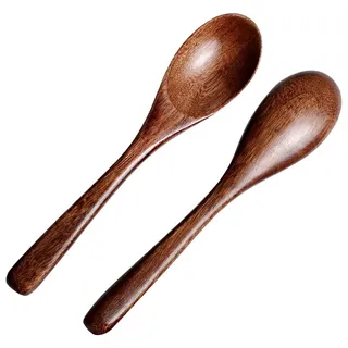 MEIYAHOME Brauner Holzlöffel, 15 cm, natürliches Nanmu, kleine Suppenlöffel, Servierlöffel, Holz-Teelöffel für Kaffee, Tee, Honig, Dessert, Kochen, Mischen für den täglichen Gebrauch, Küchenhelfer aus