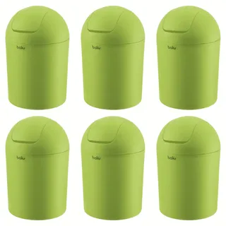 baliv Kosmetikeimer 6x 1,25 l Grün Kunststoff Schwingdeckel Bad WC Mülleimer