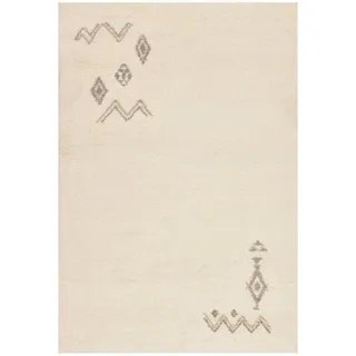 THEKO Wollteppich Hadj 225, rechteckig, Höhe: 25 mm, echter Berber Teppich aus Marokko, reine Wolle, handgeknüpft weiß 200 cm x 300 cm x 25 mm