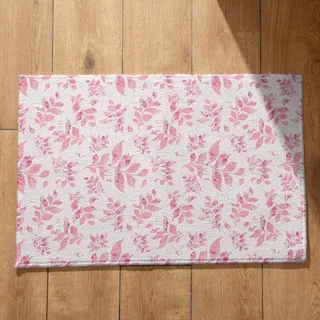 EHOMERY Familien Fußmatte Personalisiert Fussmatte Bunt Blume Fußmatte Modern Bunte Fussmatte Aussen 45x75cm, Rosa rutschfeste Dekorative Fußmatte Aus Plüschbaumwolle