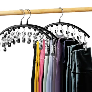 LDXDRU 3 Stück Hosenbügel Platzsparend, Kleiderbügel Hosen, Metall Hosenbügel Klemmbügel, Hosen Organizer Hosenhalter, Kleiderbügel mit Klammern für Hosen, Röcke, Schals, Jeans, Kleidung