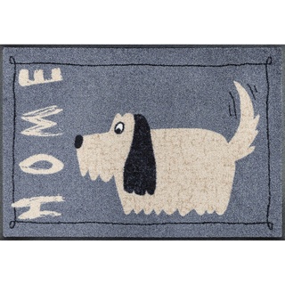 WASH + DRY Fußmatte 50 x 75 cm Motiv DOGGY HOME Hund blaugrau