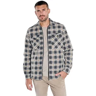 emilio adani Langarmhemd Herren Overshirt mit Reißverschluss, Schwarzbraun braun S
