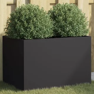 Mokuyary Pflanzkübel Schwarz 62x40x39 cm Stahl Rechteckig Großer Blumenkübel für außen und innen Frostbeständig UV Schutz