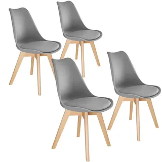Tectake Esszimmerstuhl Frederikke Textil grau 4er Set