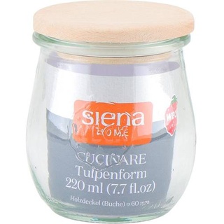 "SIENA HOME Tulpe-Glas \"Cucinare\" HD 220 ml Weck-Glas, Buchenholz"