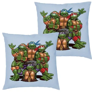 Blondie & Brownie Dekokissen Turtles Ninja Schildkröten Team Pizza Kissen mit Füllung blau