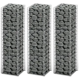 vidaXL 3x Gabione 25x25x100cm Steinkorb Steingabione Drahtkorb Mauer Wand