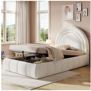 STILVORA Polsterbett Polsterbett 90×200 mit Matratze & Bettkasten Kinderbett Funktionsbett beige
