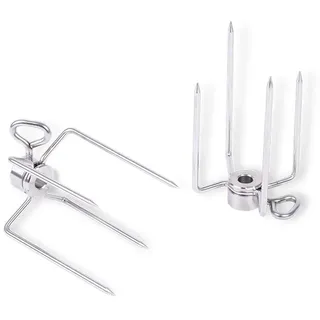 MOESTA-BBQ 10090 Spießgabeln 2er Set für Moesta, modular erweiterbar | Rotisserie Dreh- und Bratspieß, passend für Grills von Weber, Rösle und Napoleon, aus Edelstahl, Bratgabeln