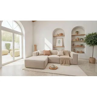 DOMO. collection Ecksofa Adrian, Modu-Sofa in L-Form mit Keder-Naht, Modulsofa, Eckcouch, Polsterecke, Longchair Links 3 Module 301 x 194 x 69 cm (BxTxH), beige (mit Keder)