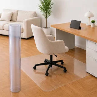 Bürostuhl Unterlage 90 x 120 cm, Bodenschutzmatte Transparent für Schreibtisch, für Parkett & Laminat, rutschfest, Robust, Schutz vor Kratzern, mit Klebstreifen