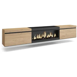 SKRAUT HOME TV-Schrank 267x45x35 cm Eiche/Schwarz Melamin