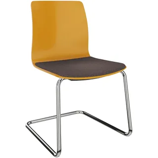 Dauphin Fiore Freischwinger Kunststoff Besucherstuhl - Senfgelb (RAL 0706060) / Verchromt