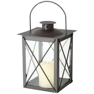 ReWu Kerzenlaterne Metall Laterne Braun 20 cm –Eisen Windlicht mit Glas für Innen & Außen (1 St) braun