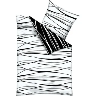 KAEPPEL Motion Mako-Satin schwarz/weiß 135 x 200 cm + 80 x 80 cm