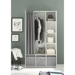 Kleiderschrank Holzschrank Schrank Kleideraufbewahrung Standschrank "Jill III" - Weiß/Grau
