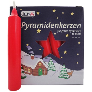 16er Pack Pyramidenkerzen Weihnachtskerzen groß, rot, ca. 17 x 105 mm (16 x 18 Stück) Christbaumkerzen, Kerzen