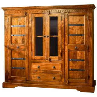 Massivmoebel24 Highboard 160 x 142 x 50 cm Honig lackiert / Braun