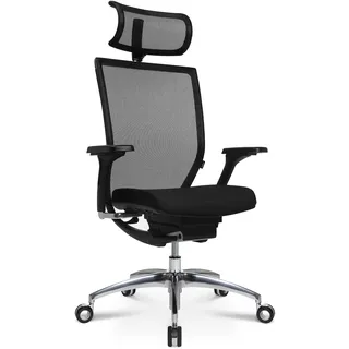 Wagner Titan 10 ergonomischer Profi Bürostuhl mit Armlehnen und Dondola Sitzgelenk 5 Jahre Garantie Netzrücken schwarz Sitz schwarz