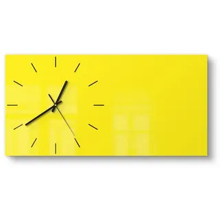 DEQORI Wanduhr 'Unifarben - Gelb' (Glas Glasuhr modern Wand Uhr Design Küchenuhr) gelb 60 cm x 30 cm