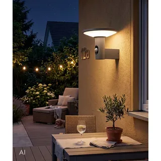 Lichtline LED-Solar-Wandleuchte rund Solarzelle mit Bewegungsmelder und Dämmerungssensor 260 lm
