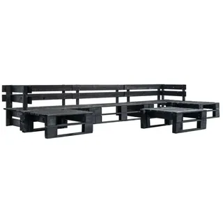 furnicato Gartenlounge-Set Paletten-Sofa-Set 330 x 126 x 55 cm Schwarz, (1-tlg), Witterungsbeständige Sitzgruppe mit Couchtisch für deinen Garten schwarz