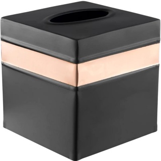 Monarch Abode Taschentuchbox-Abdeckung, handgefertigt, zweifarbig, Metall, quadratisch, Schwarz/Kupfer