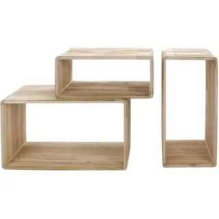 Bubble-Store 3er Set Wandregal rechteckig, Holz Würfel Hängeregal, Breite 35/40/45 cm, Natur Schweberegal