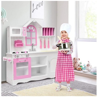 KOMFOTTEU Spielküche, für Kinder ab 3 Jahren, weiß+rosa rosa|weiß
