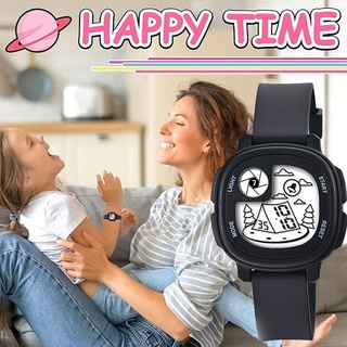 Uhren Jungen Damen Digitaluhr Sportuhr ArmbanduhrSchwarz