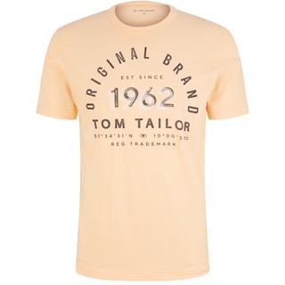 TOM TAILOR Herren T-Shirt mit Print, orange, Print, Gr. S