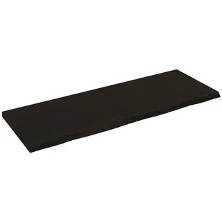 furnicato Wandregal Wandboard aus massivem Eichenholz 140x50x2-4 cm Dunkelbraun, 1-tlg., Klappbares Wandregal mit Naturkante als Ablage für das Badezimmer braun 50 cm x 4 cm x 140 cm