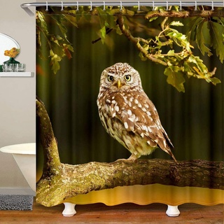 Duschvorhang 180x200 Eule Duschrollo Wasserabweisend Anti-Schimmel mit 12 Duschvorhangringen, 3D Bedrucktshower Shower Curtains, für Duschrollo für Badewanne Dusche